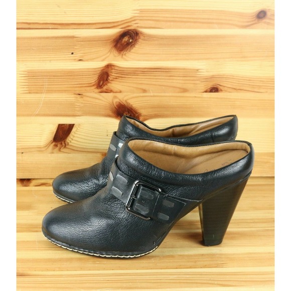 Euro Soft by Sofft Leather Shoes Women's Size 9M Black Clog Mules Heels - Picture 2 of 9
